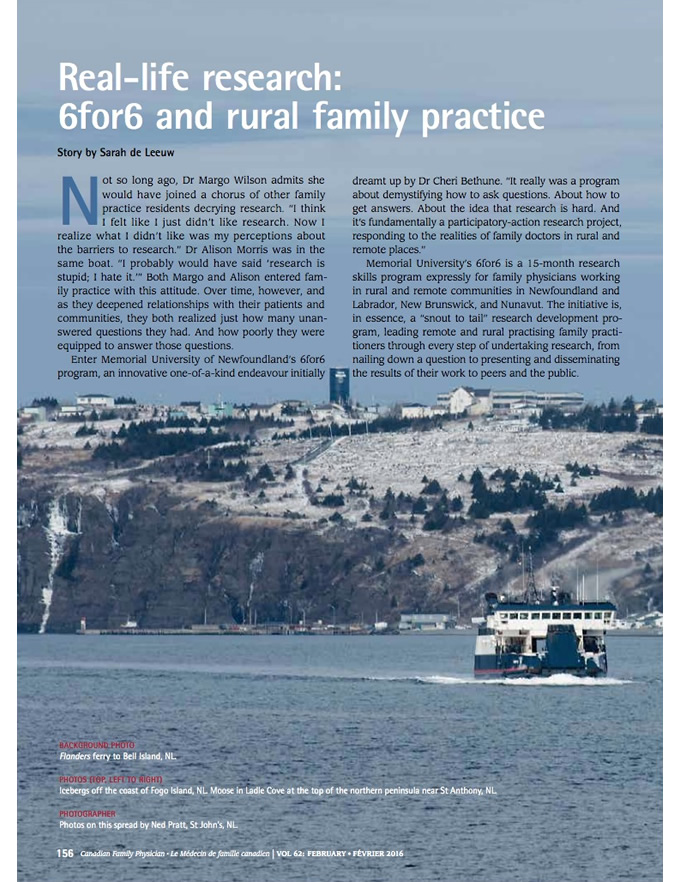 Real-life research: 6for6 and rural family practice